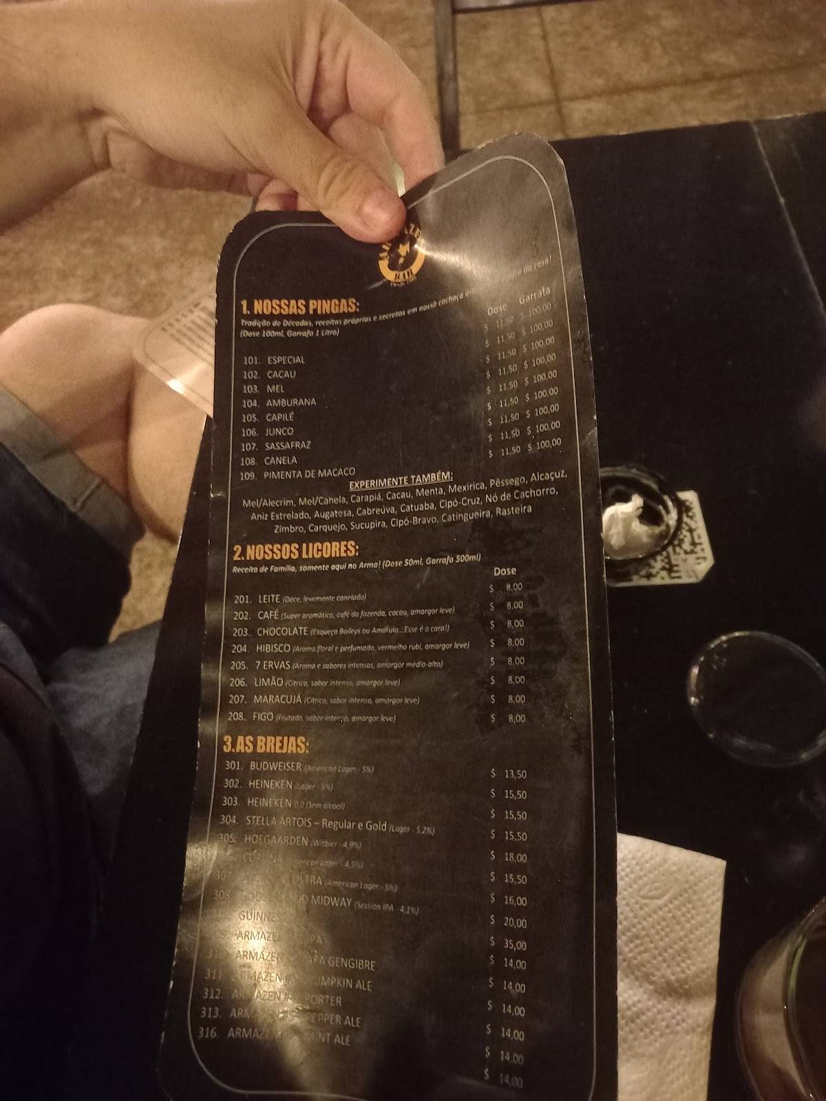 Armazén Bar cardápio