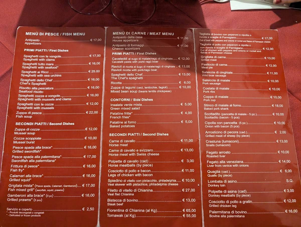 Menu di Arrusti&mangia 