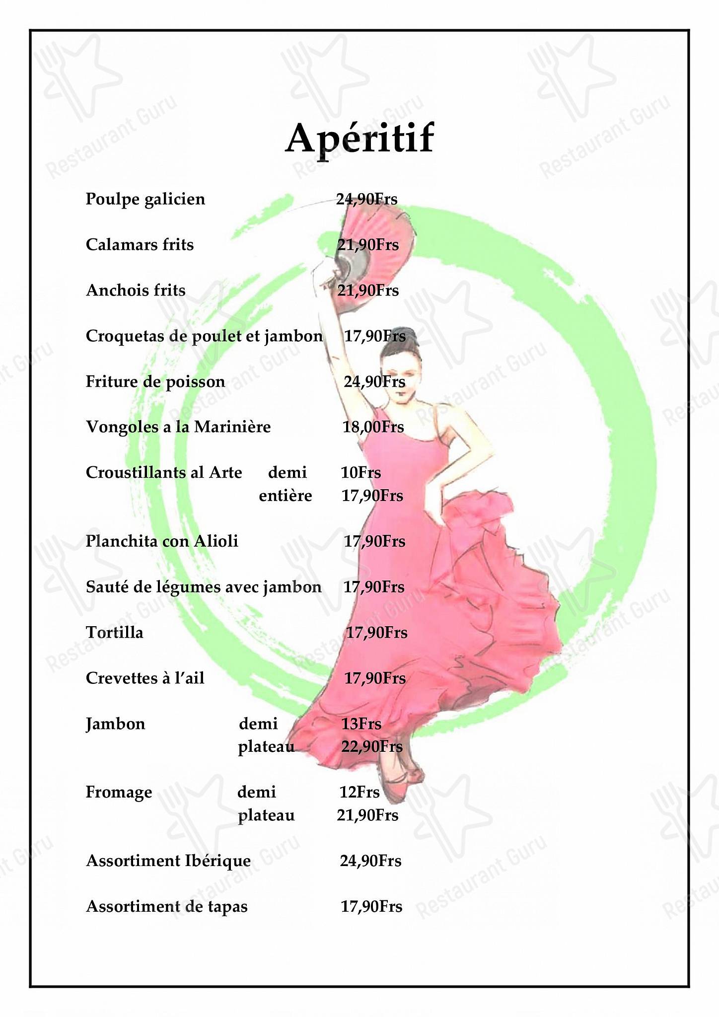 Menu di Arte Andaluz - Menu bar
