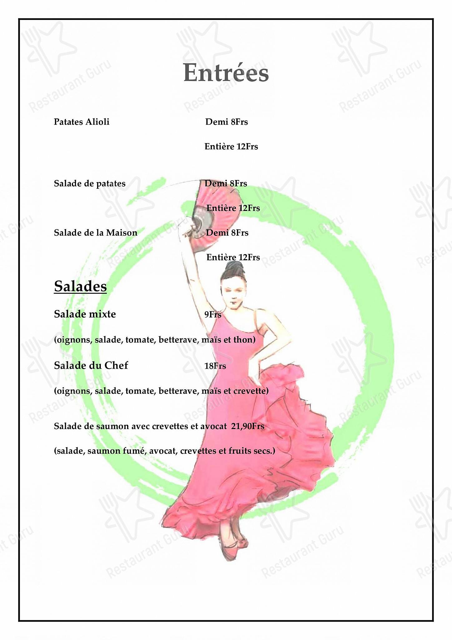 Menu bar per Arte Andaluz ristorante