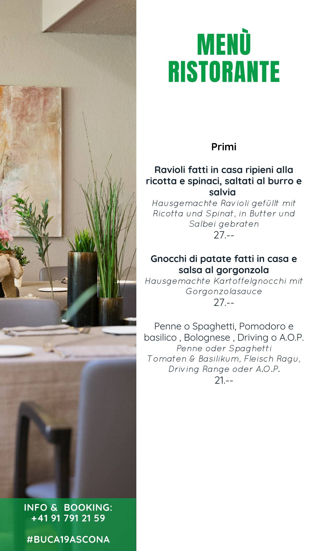 Menu di Ristorante Bucadiciannove 