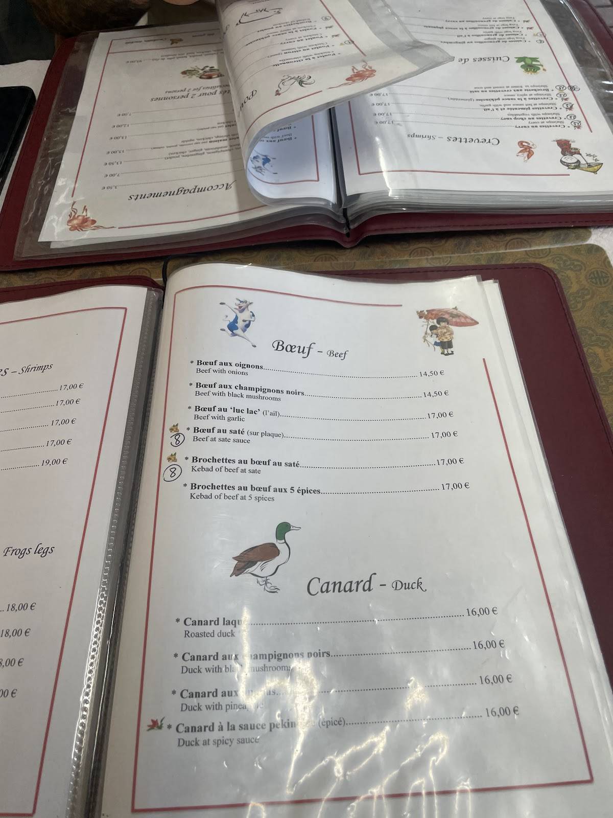 Menu de Asia
