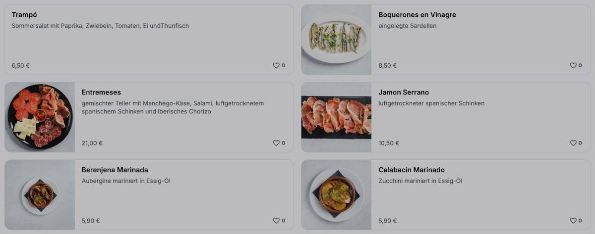 Menu de Atame Tapas Bar