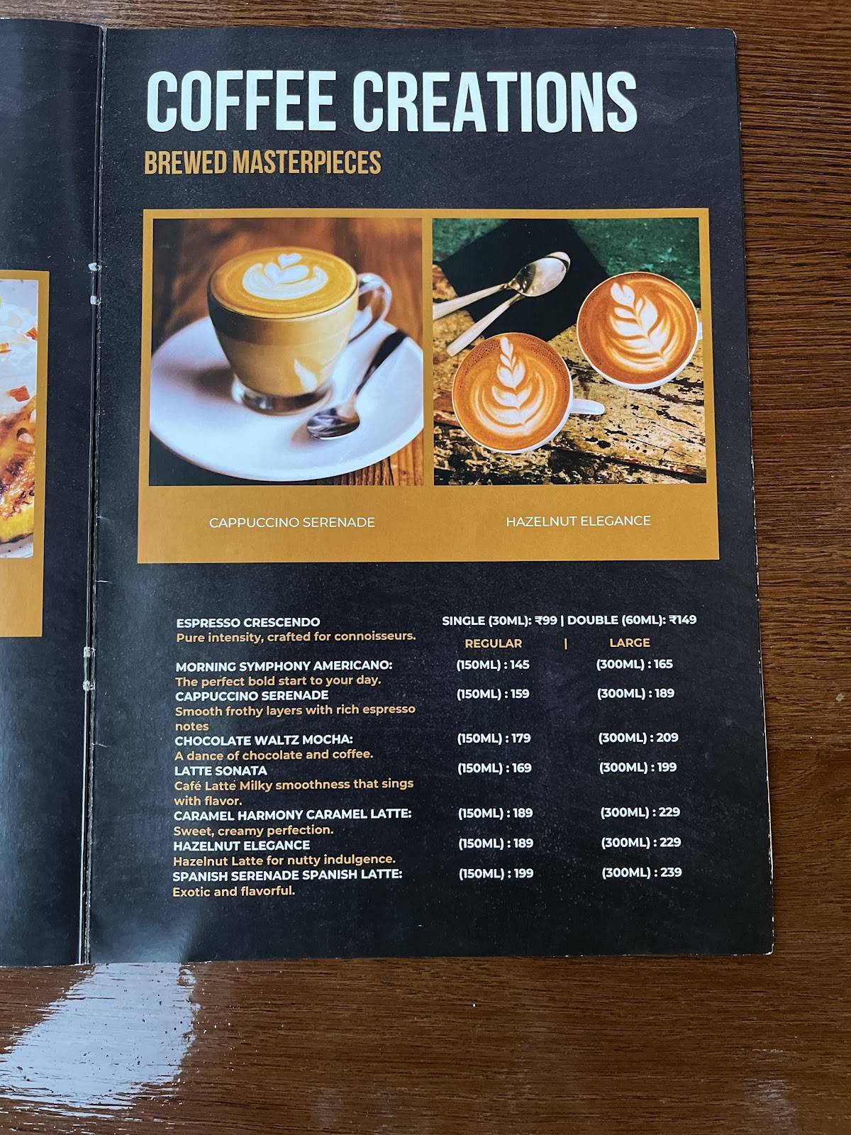 Toscana Cafe menu