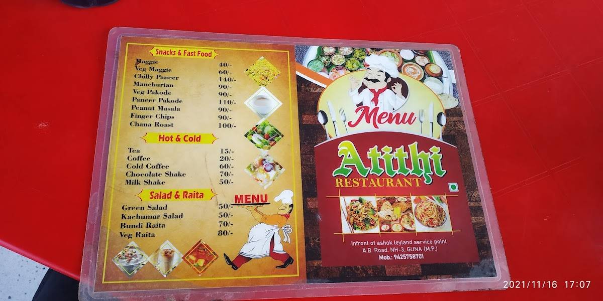 Atithi Restaurant menu