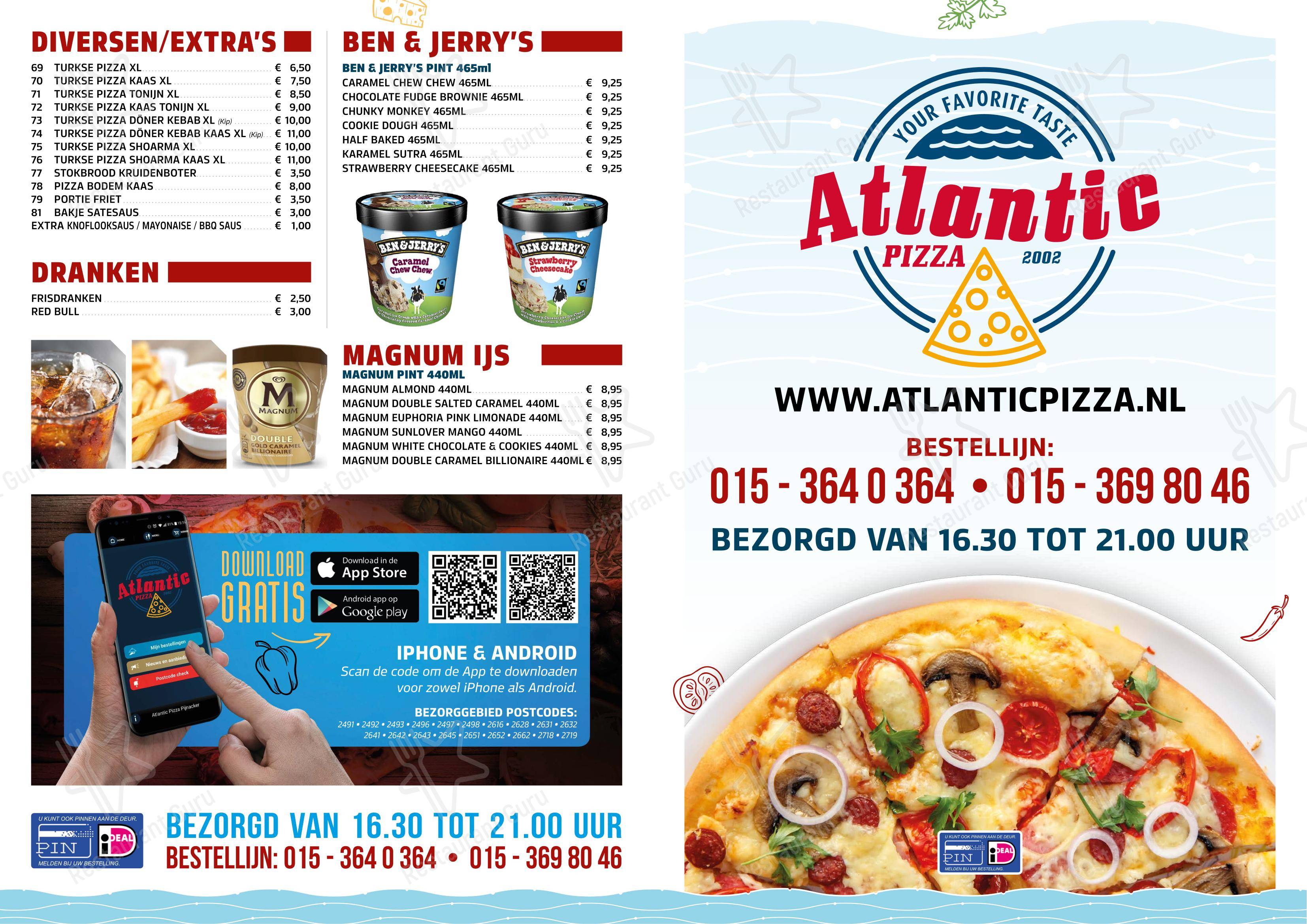 Menu pour Atlantic Pizza & More - Menu
