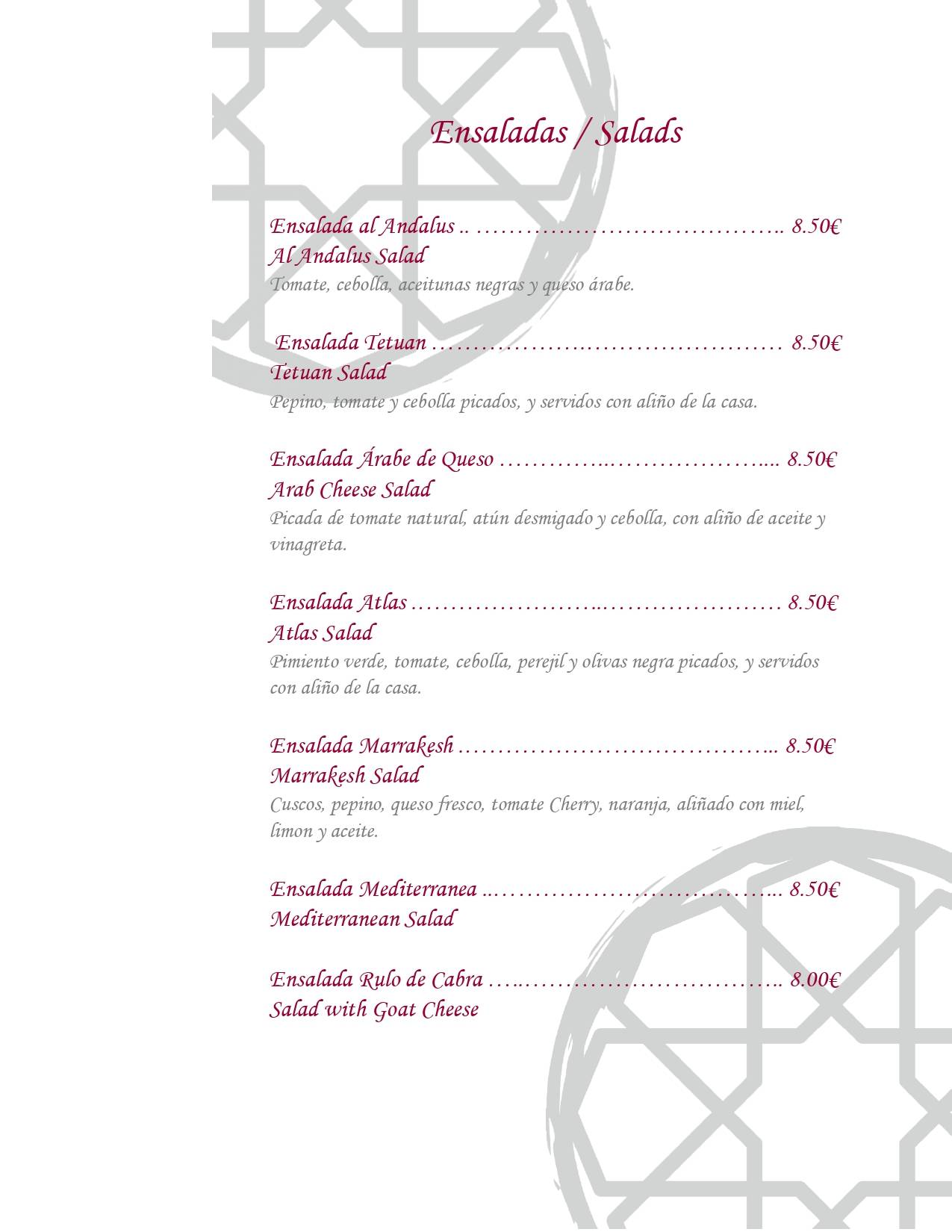 Menu At Atlas Restaurant Moraira Menu At Atlas Restaurant Moraira