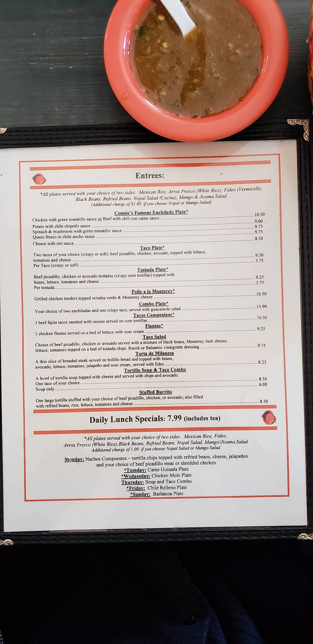 Menu at La Cocina de Consuelo restaurant, Austin