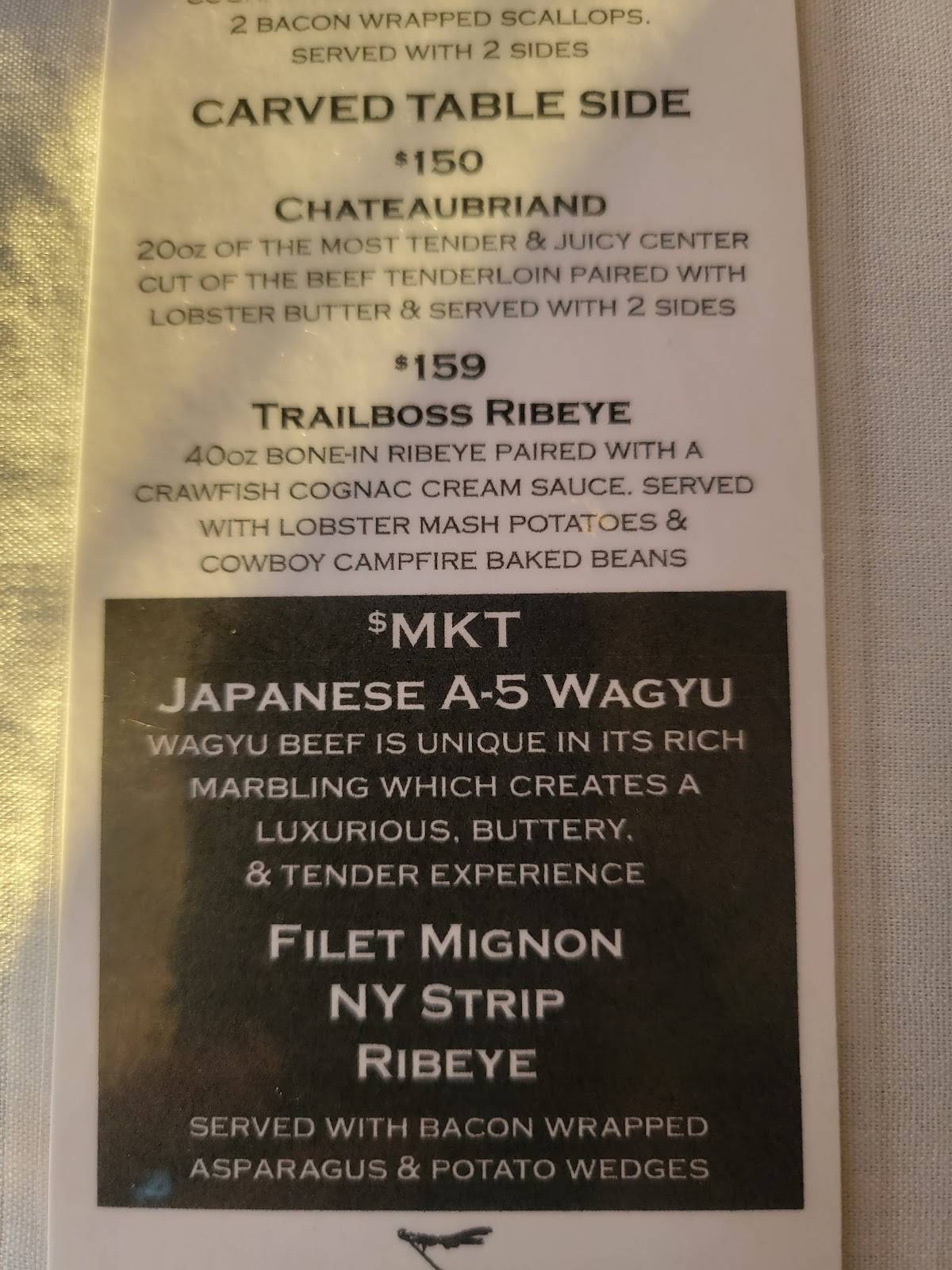 Menu at Steiner Ranch Steakhouse, Austin, Steiner Ranch Blvd