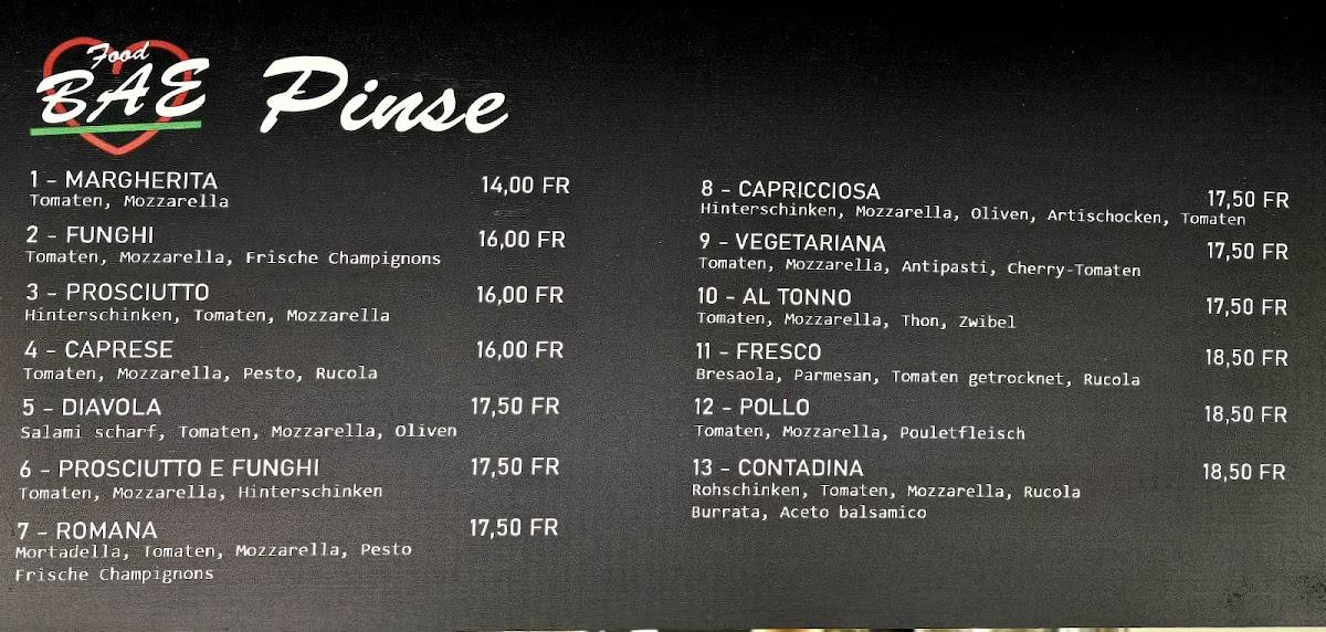 Menu di BAE Food 