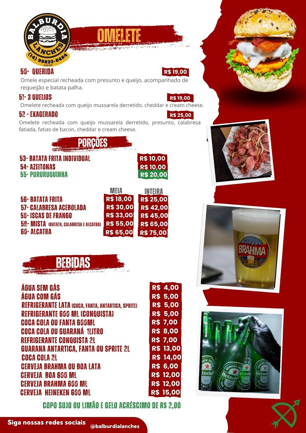 BALBÚRDIA LANCHES E HAMBURGUERES cardápio