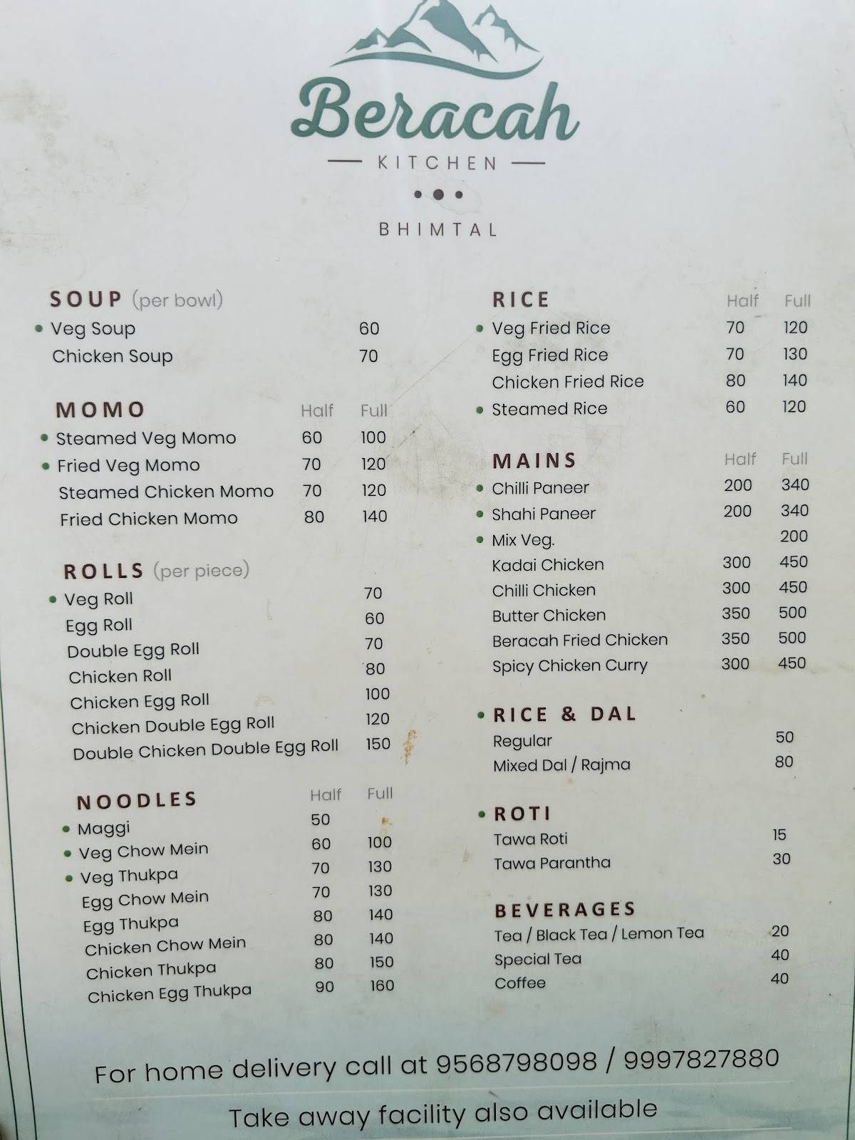 BERACAH KITCHEN menu