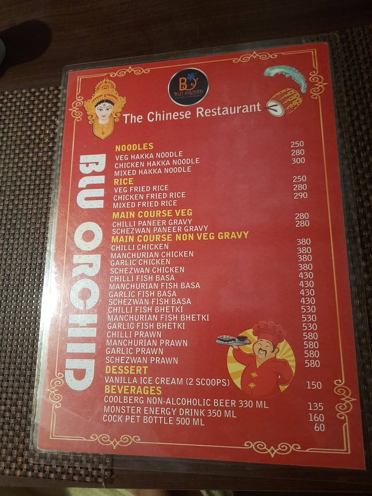 BLU ORCHID menu