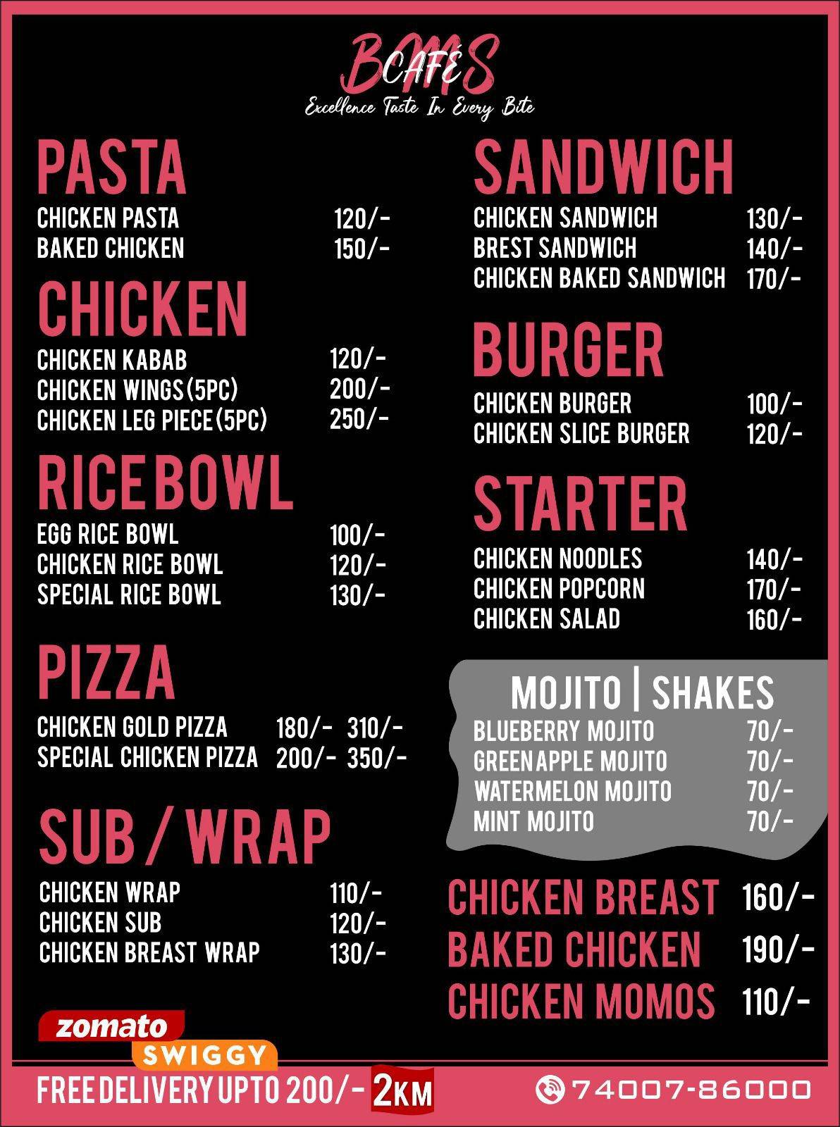 BMS CAFe menu