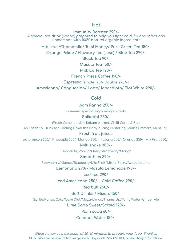 Baa's Kitchen menu