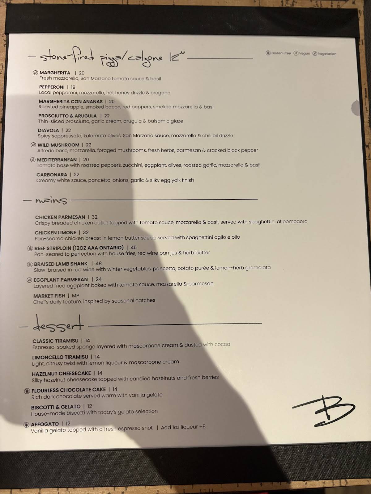 Menu de Baci Ristorante