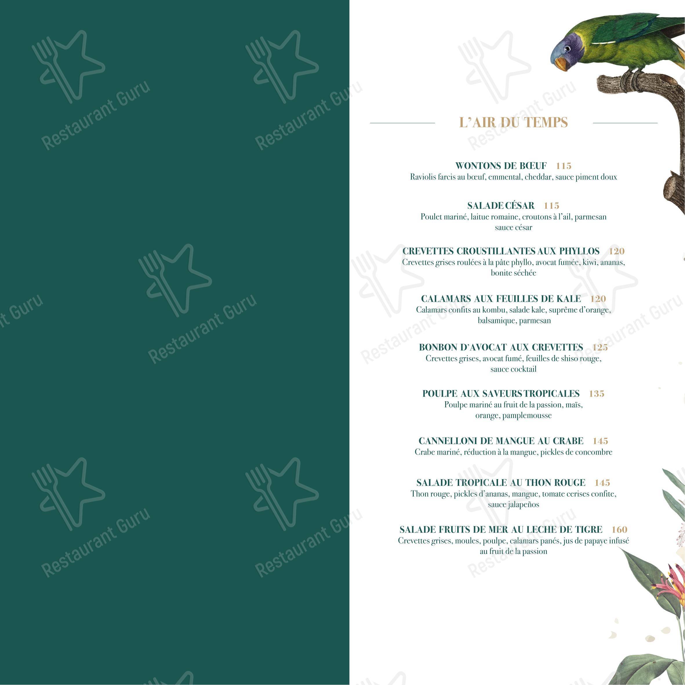 Menu pour Baiana Lounge dans Rabat
