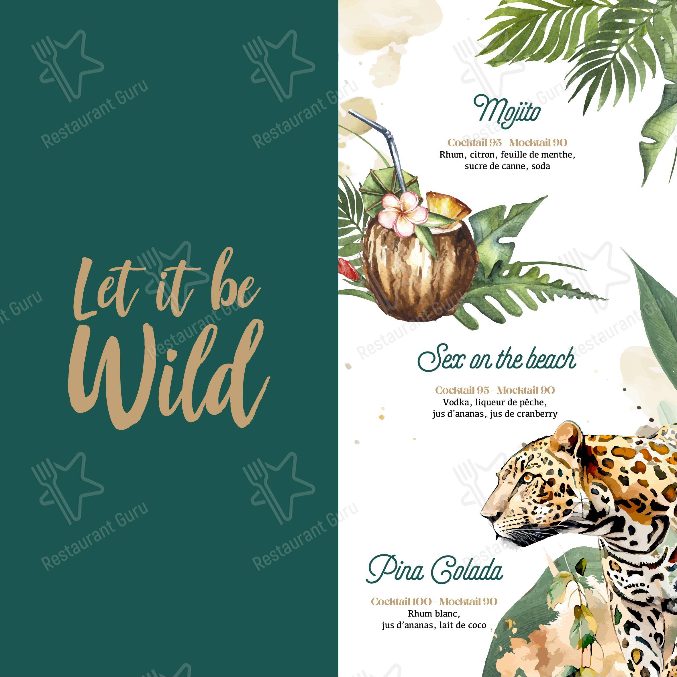 Menu pour Baiana Lounge - Menu bar