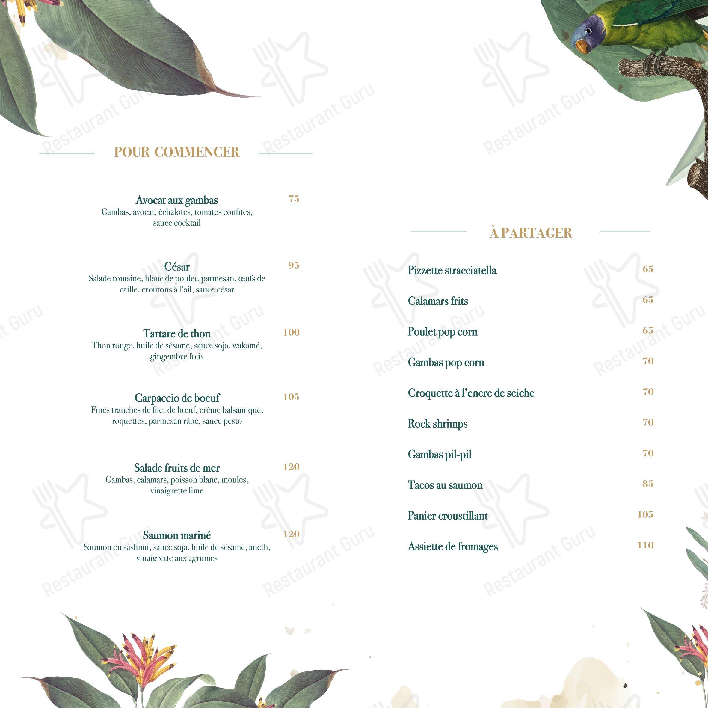 菜单 pour Baiana Lounge dans Rabat