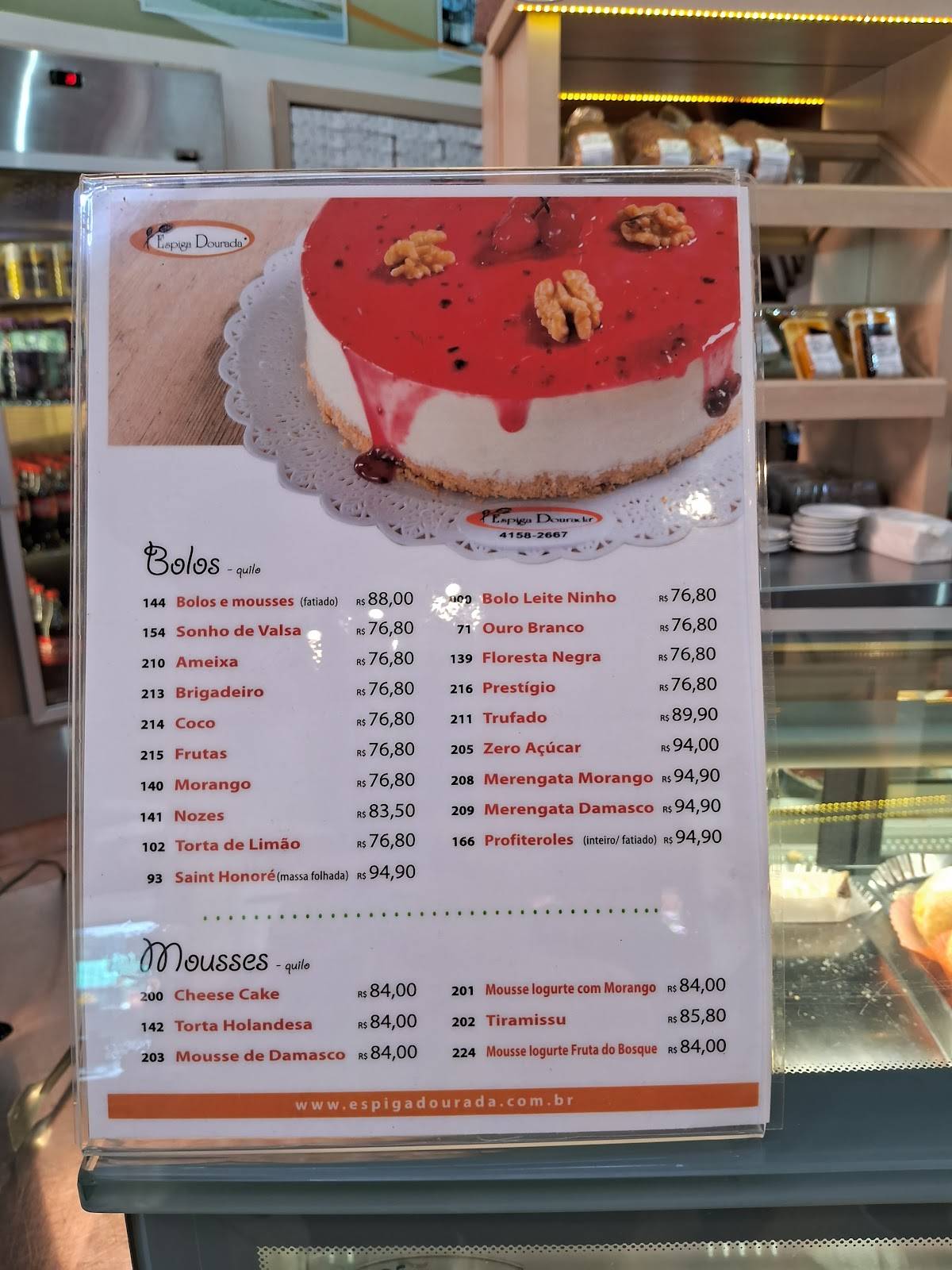 Padaria Espiga Dourada cardápio