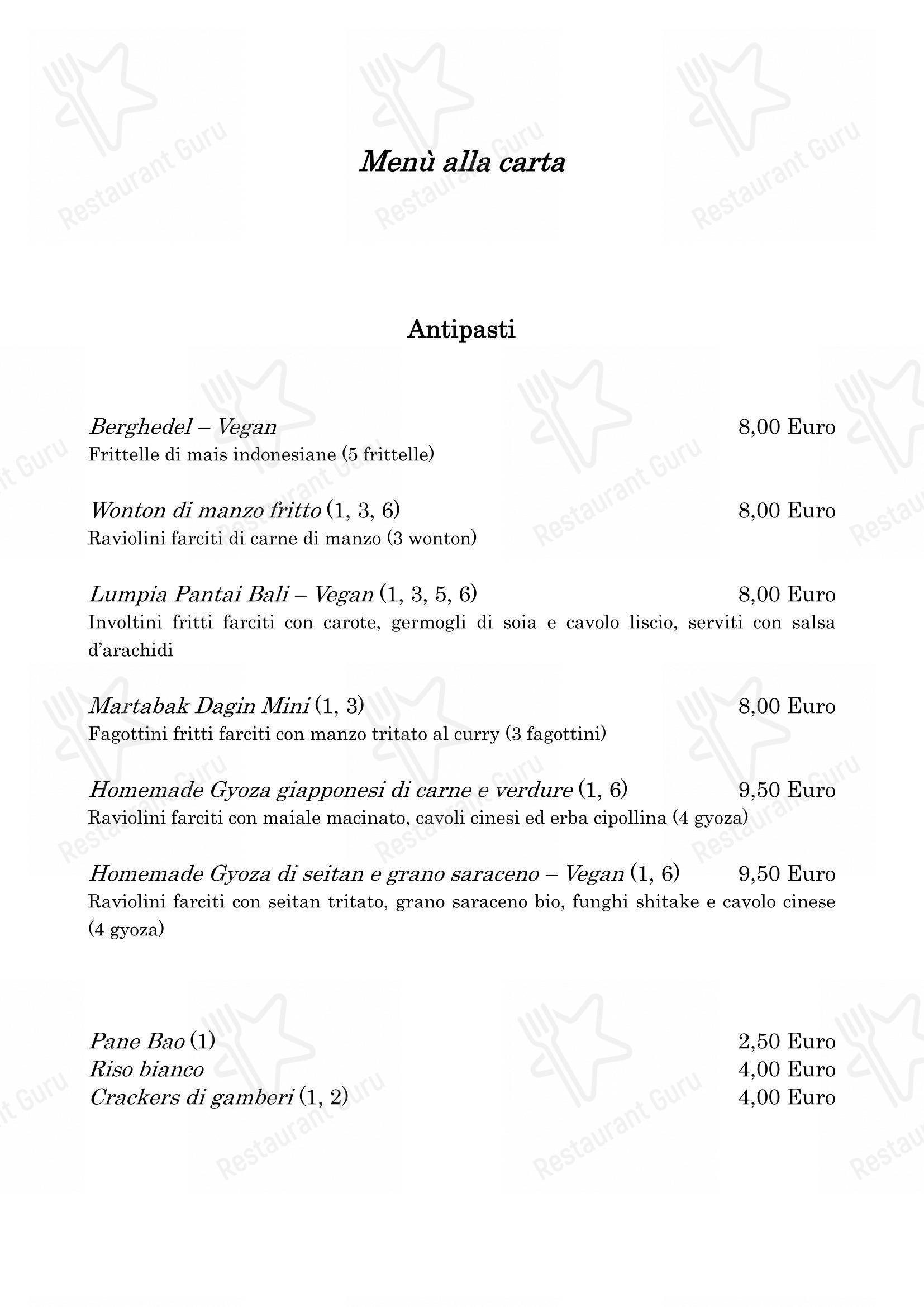 Menu per Bali Bar and Restaurant pub & bar