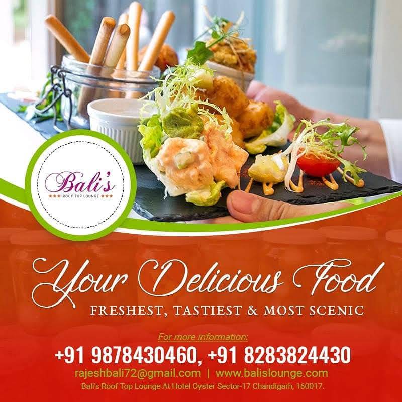 Bali's Rooftop Lounge menu