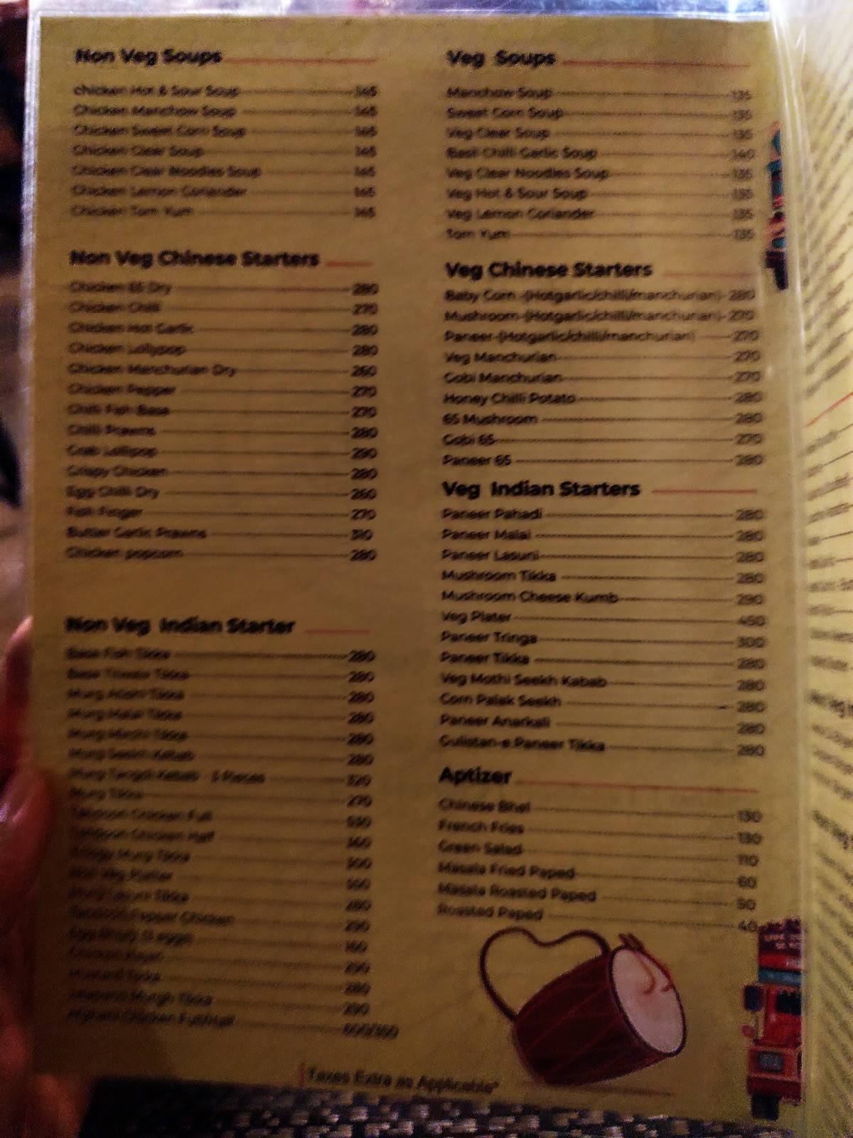 Balle Balle menu