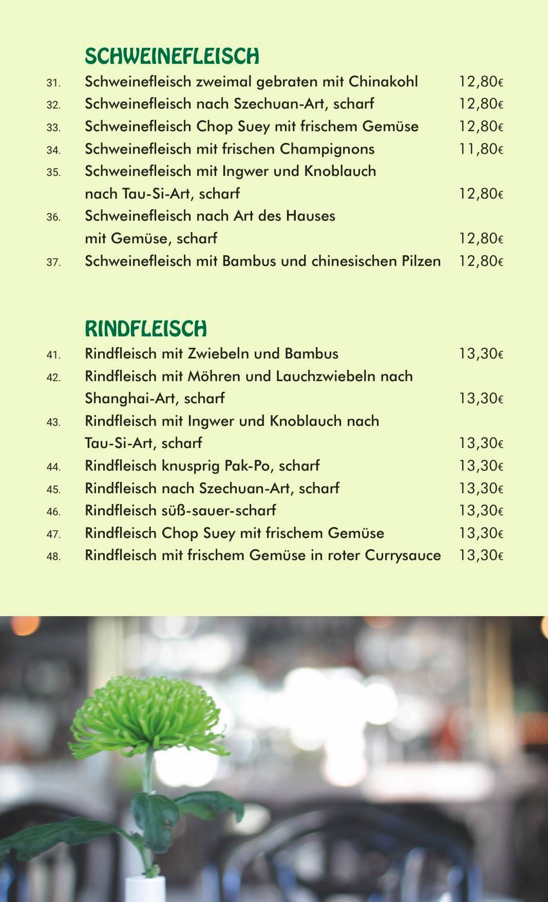 Speisekarte von Bambus Garden restaurant, Hannover