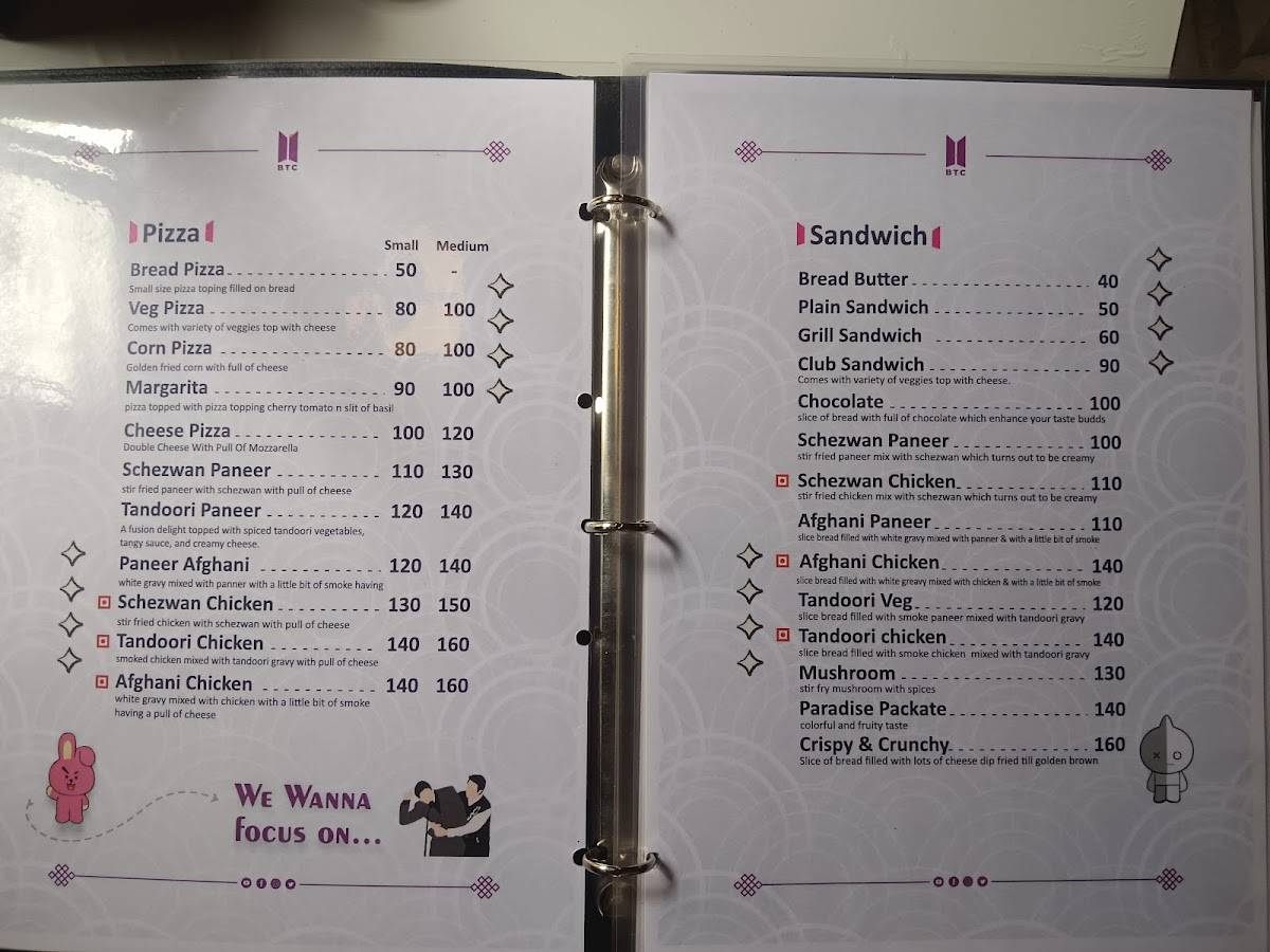 Bangtan Cafe menu