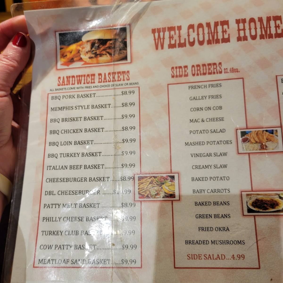 Menu at BarBQ Barn, Harrisburg