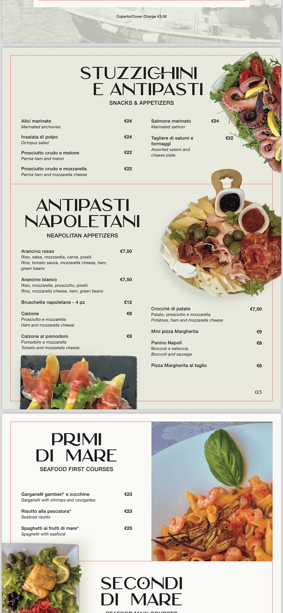 Menu di Bar Corallo 