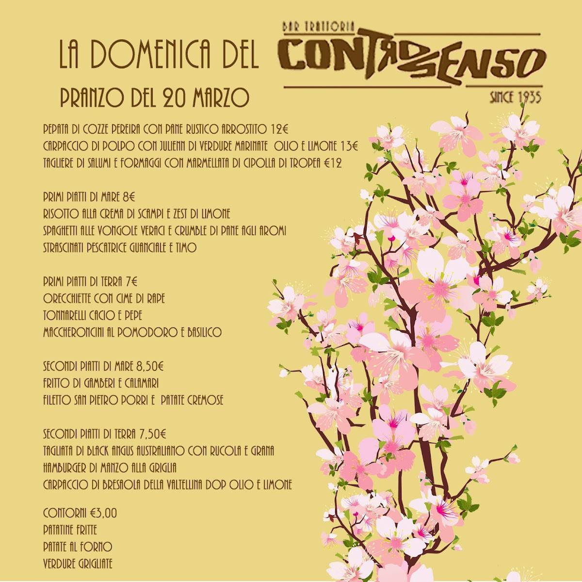 Menu di Bar Trattoria Controsenso 