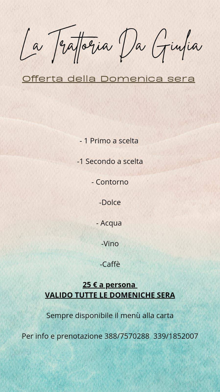 Menu di Trattoria Da Giulia 