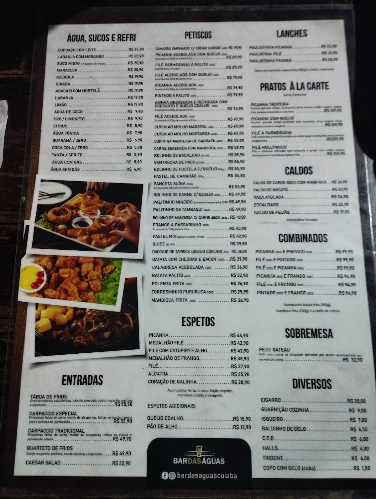 Bar das Águas cardápio