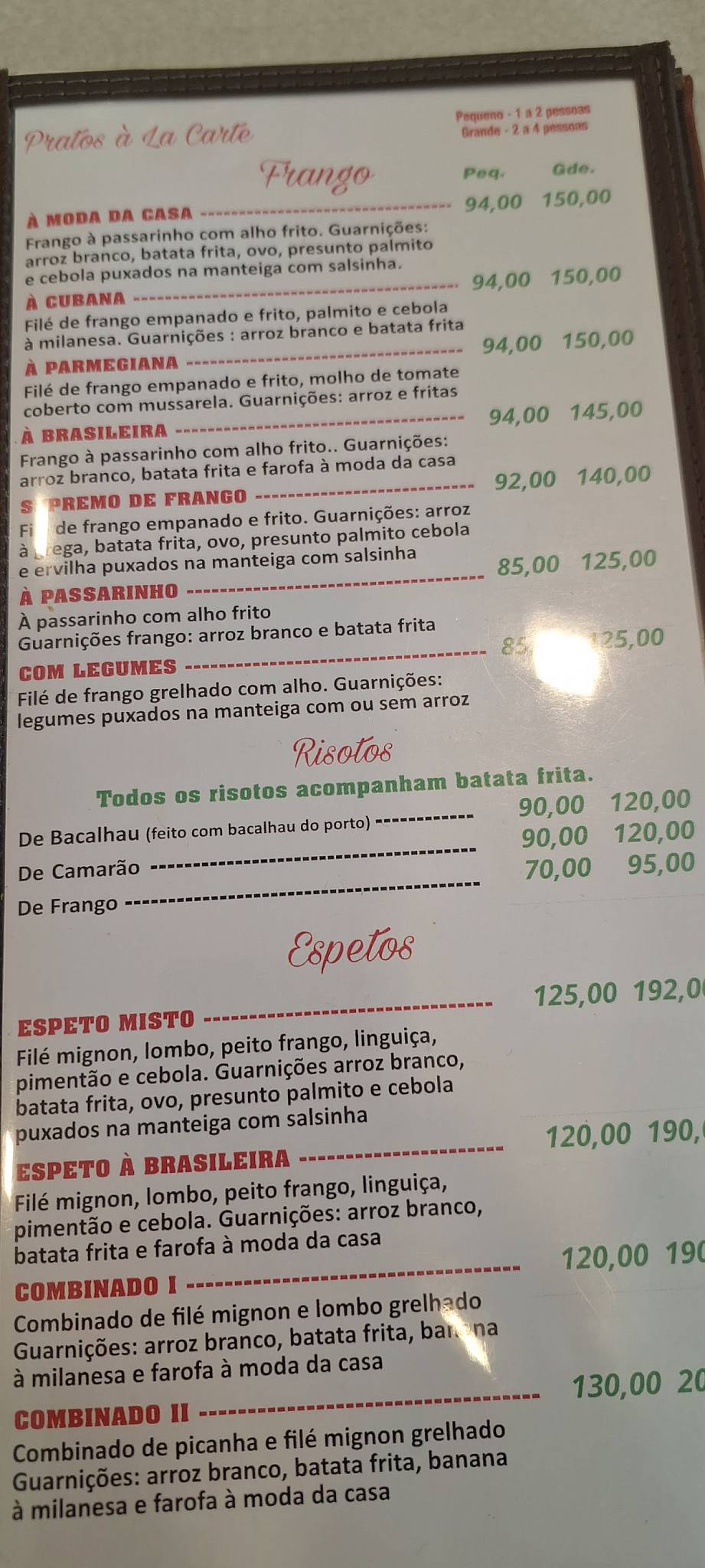 Bar do Lopes cardápio