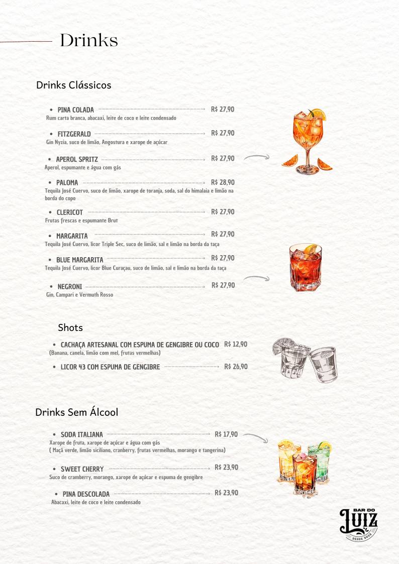 Bar do Luiz cardápio