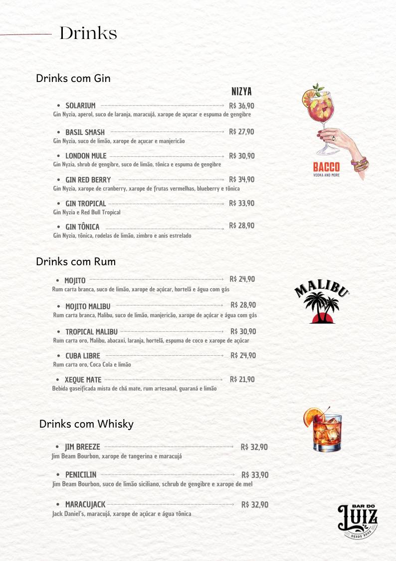 Bar do Luiz cardápio