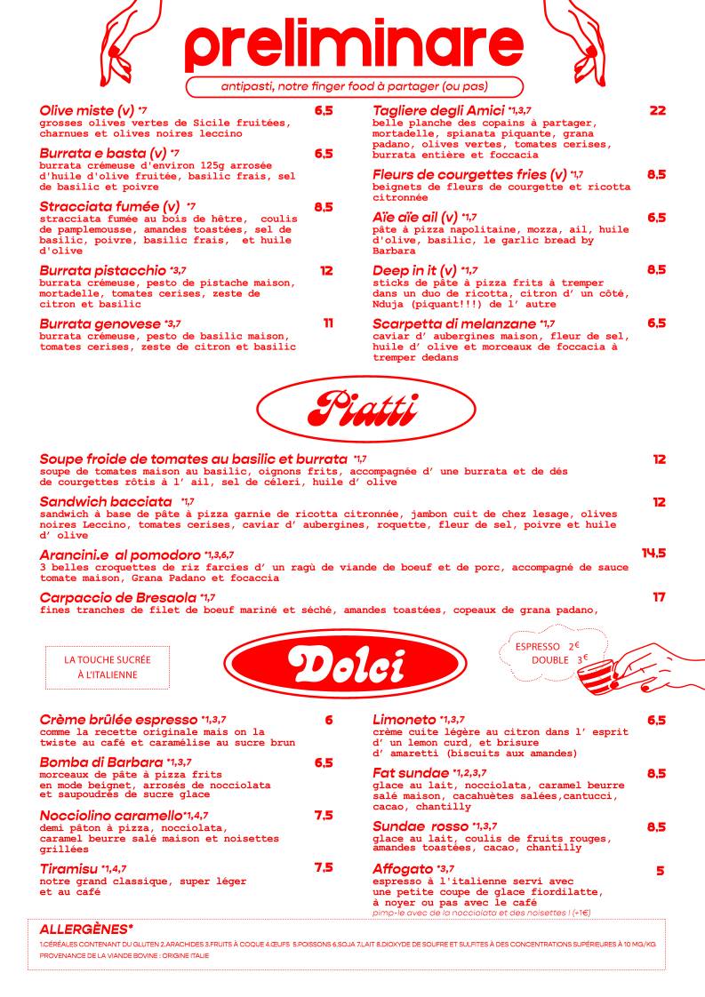 Menu de Barbara