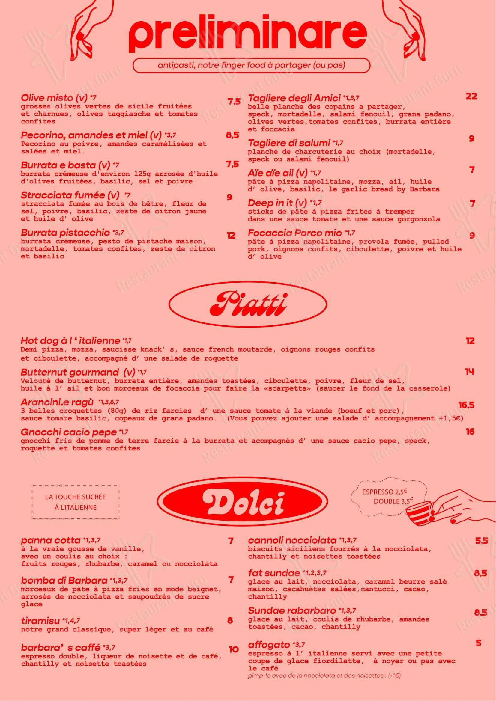 Barbara dans Croix - Menu