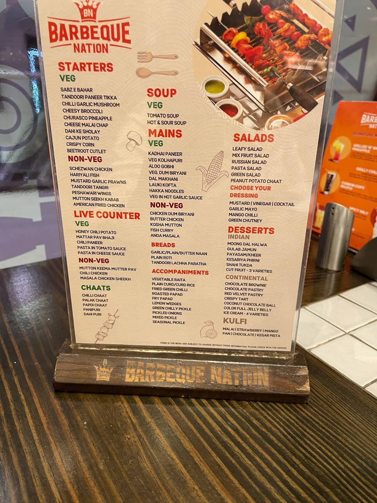 Menu at Barbeque Nation Kolkata Acropolis Mall, Kolkata