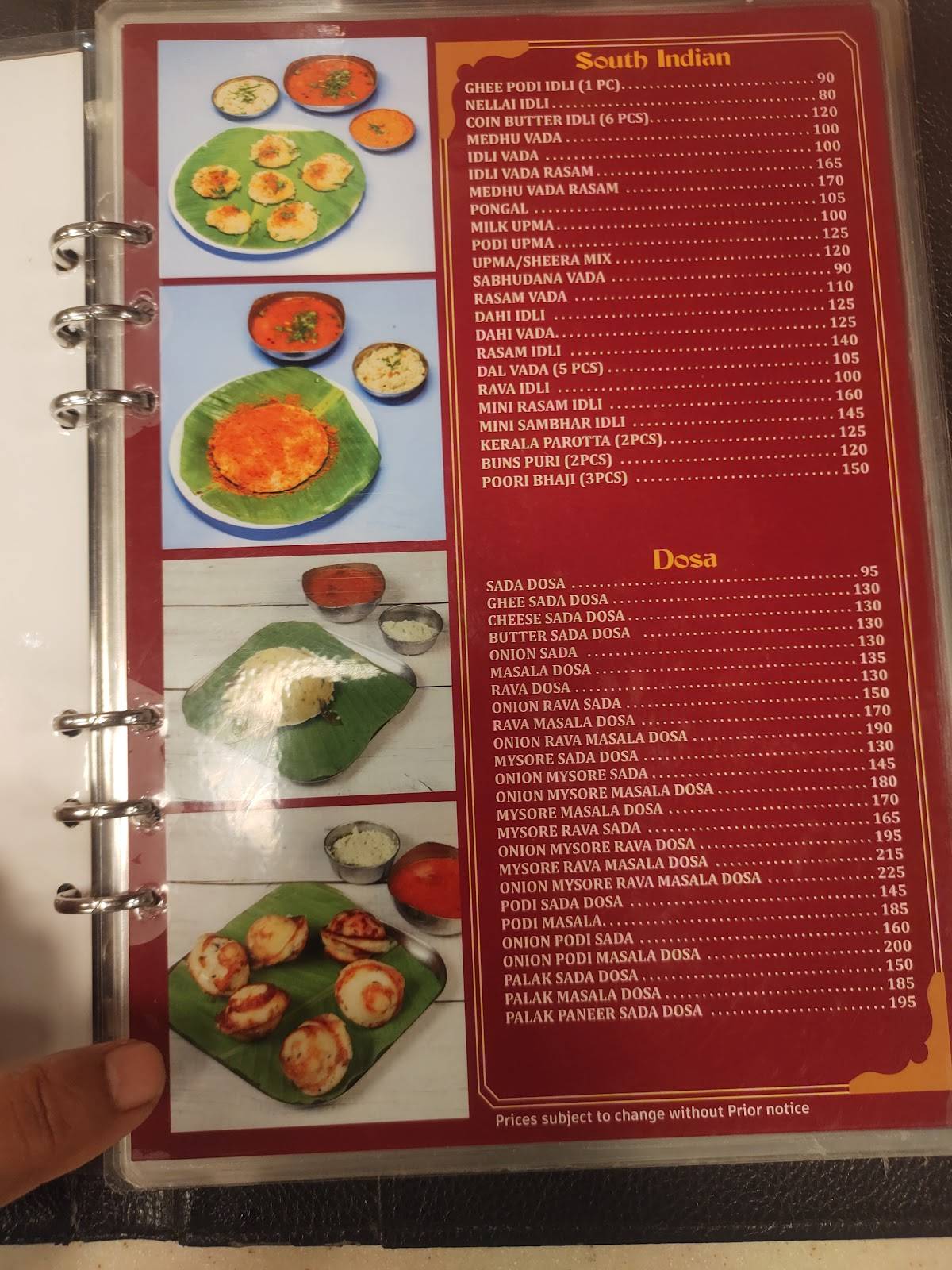 Barista menu
