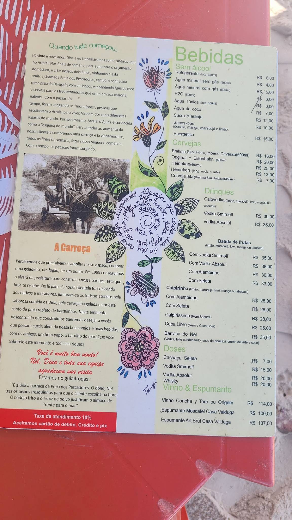 Barraca do Nel cardápio