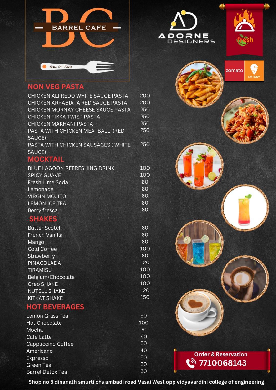 Barrel cafe menu