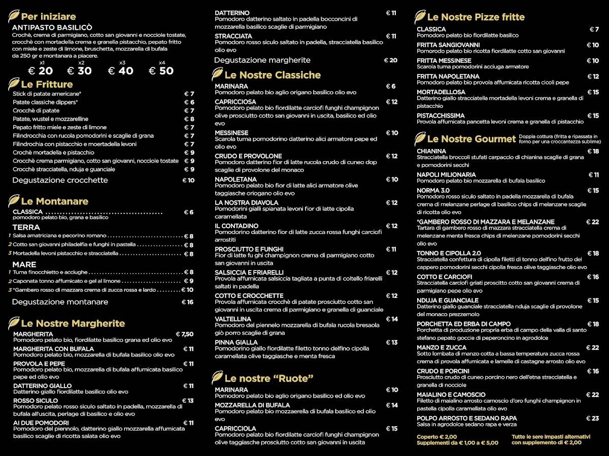 Menu di Pizzeria Basilicò 