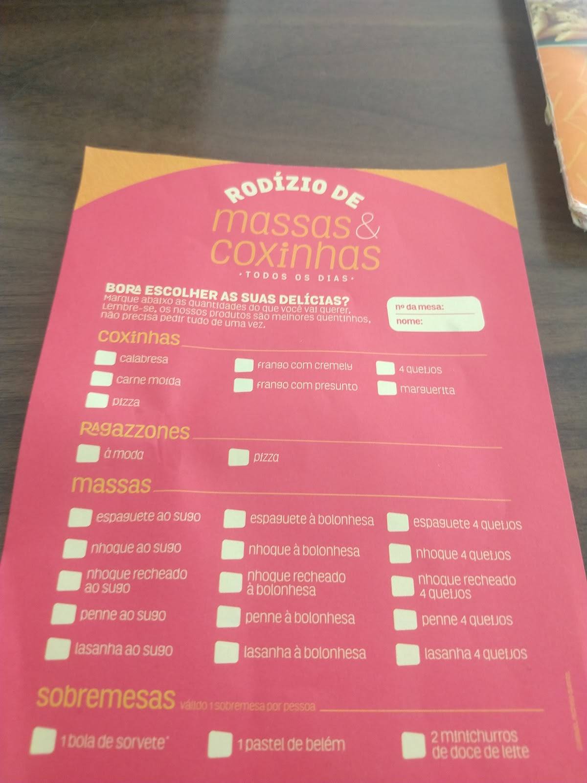 Ragazzo! Bauru cardápio