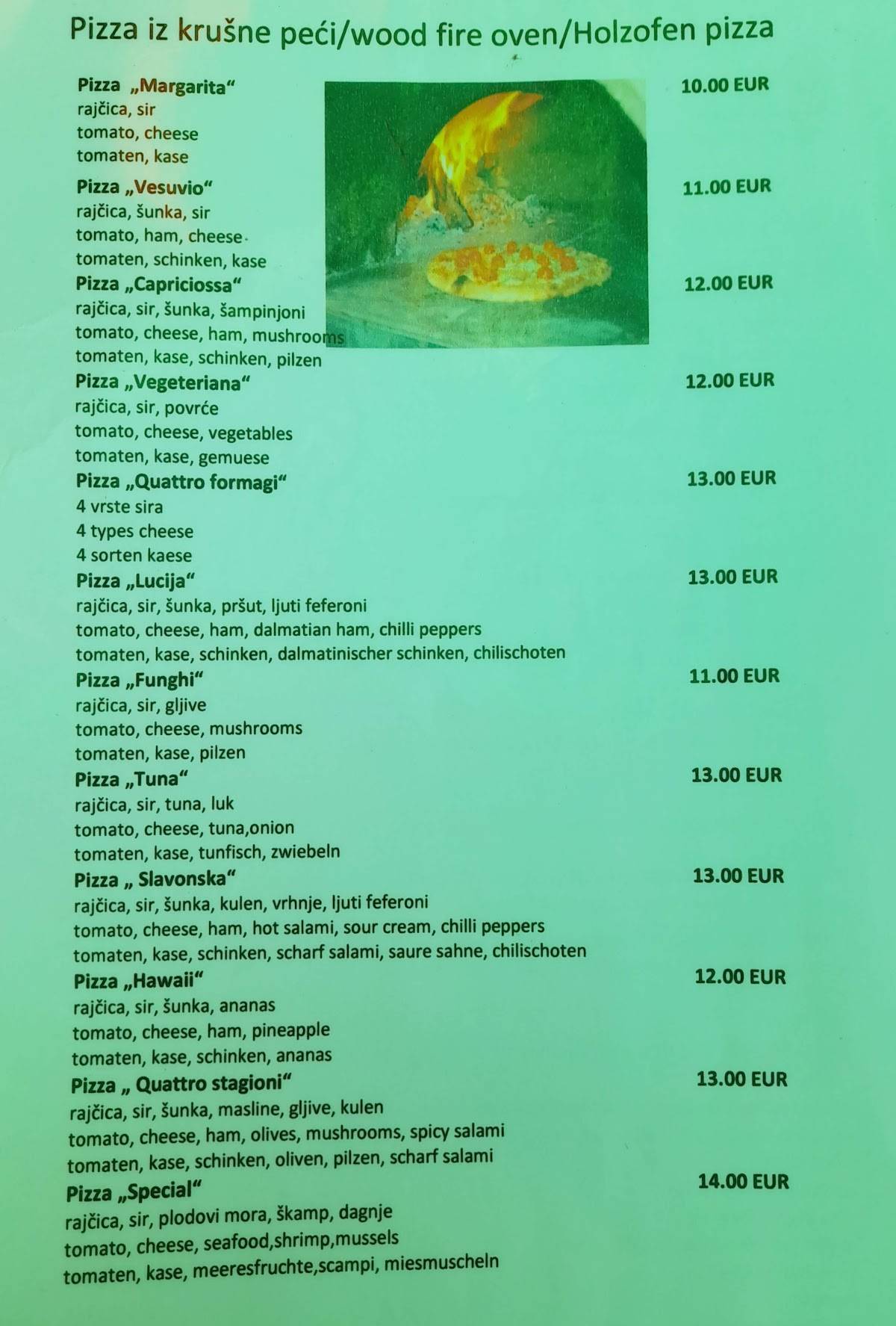 Menu di Beach bar Lucija 