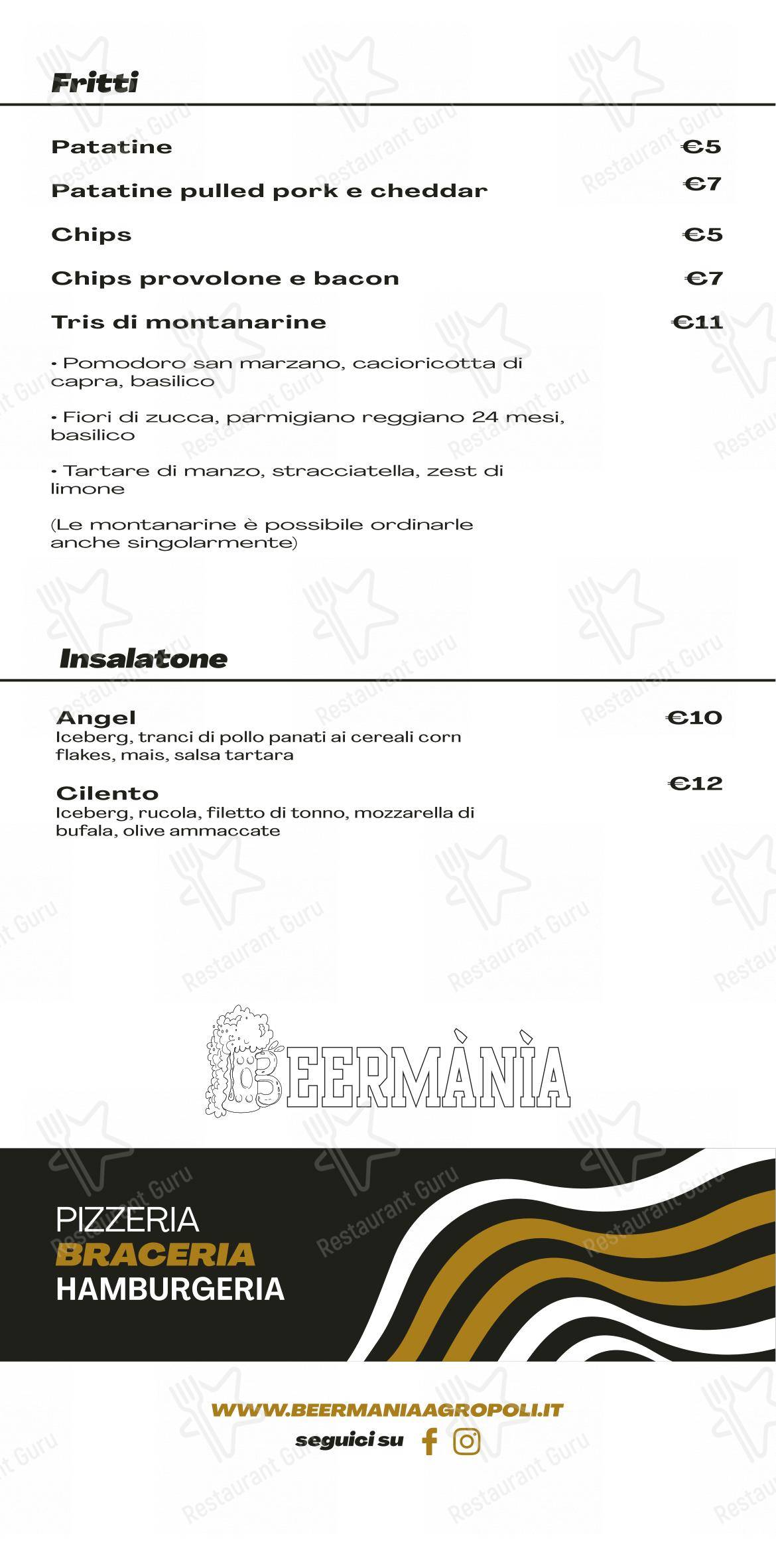 Menu per BEERMÀNÌA - Pizzeria Braceria Hamburgeria in Agropoli