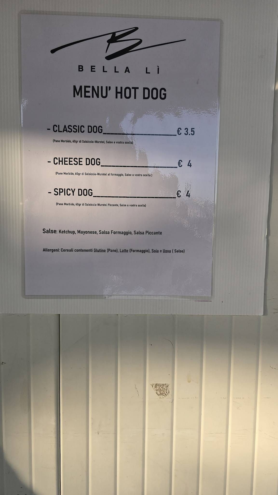 Menu di Piadineria BellaLì 