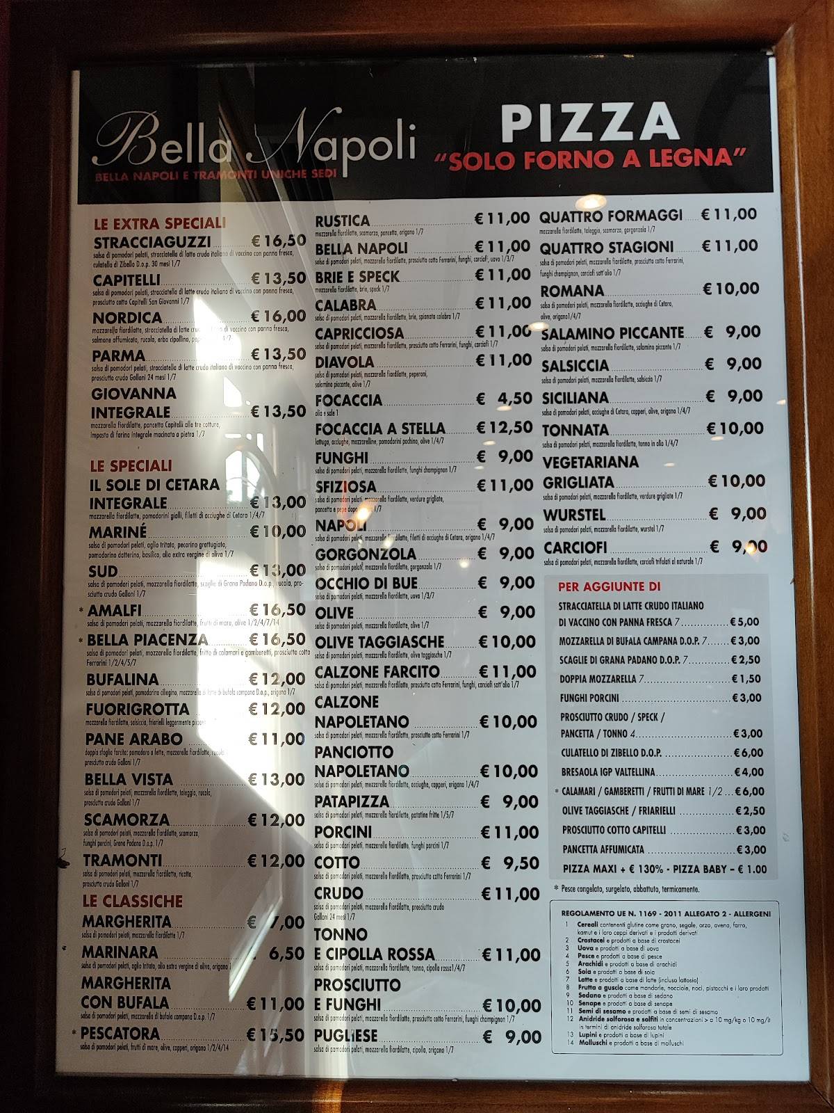 Menu di Bella Napoli 