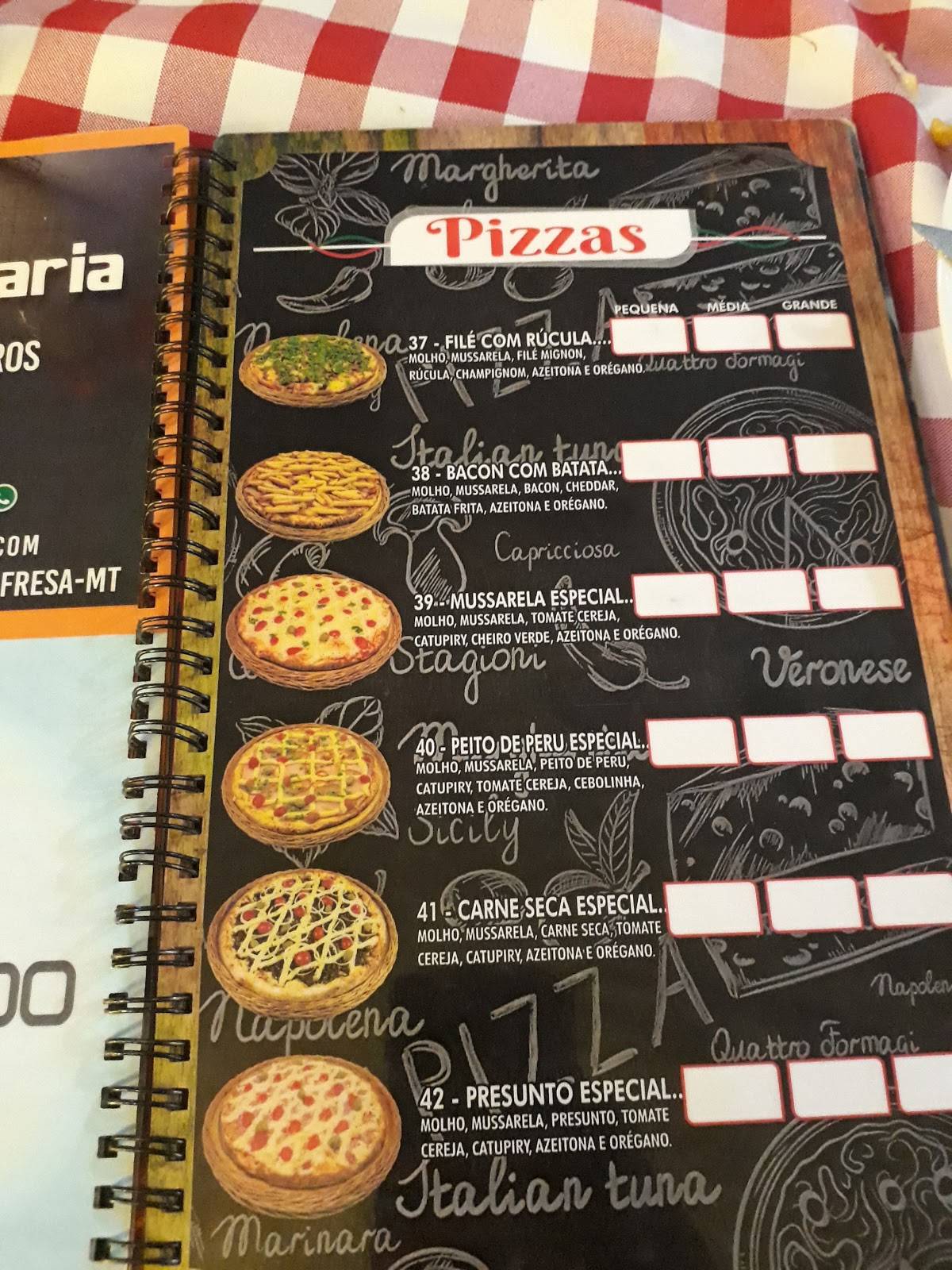 Bella Pizzaria cardápio